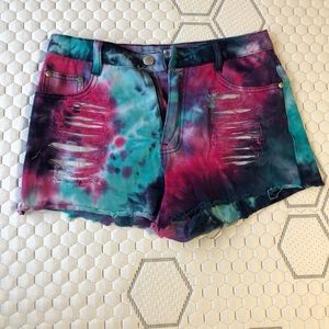 Mink pink tie dye jean shorts